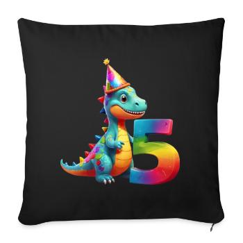 DINO 5 YEARS DINOSAUR 5TH BIRTHDAY - Sofa pillowcase 17,3'' x 17,3'' (45 x 45 cm) - black - Front