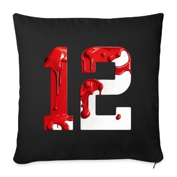 NR. 12 NUMMER 12 ROT WEIß 12. GEBURTSTAG - Sofakissenbezug 45 x 45 cm - Schwarz - Vorne