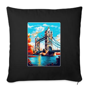 Tower Bridge England Uk Travel Poster Souvenir WPA - Sofa pillowcase 17,3'' x 17,3'' (45 x 45 cm) - black - Front