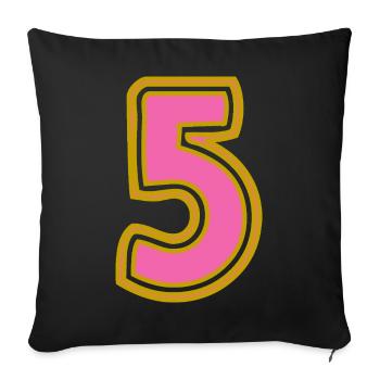 5. 5 ANS. 5e ANNIVERSAIRE. ANNIVERSAIRE 5 ANS - Housse de coussin décorative 45 x 45 cm - noir - Devant