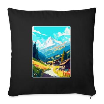 Mayrofen, Autriche, Affiche de voyage vintage, souvenir - Housse de coussin décorative 45 x 45 cm - noir - Devant