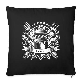 Logo du gril - Housse de coussin décorative 45 x 45 cm - noir - Devant