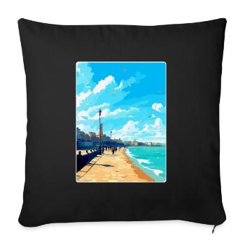 Margate Angleterre Royaume-Uni Affiche de voyage vintage souvenir - Housse de coussin décorative 45 x 45 cm - noir - Devant