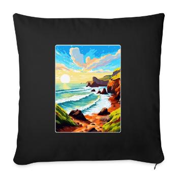 Hartland Quay Devon Vintage Travel Poster Souvenir - Sofa pillowcase 17,3'' x 17,3'' (45 x 45 cm) - black - Front