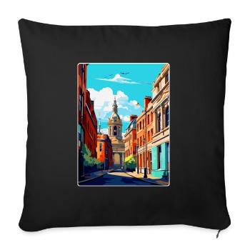 Leeds England Uk Vintage Travel Poster Souvenir - Sofa pillowcase 17,3'' x 17,3'' (45 x 45 cm) - black - Front