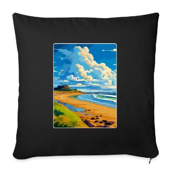 Northumberland Coast Anob Travel Poster Souvenir - Sofa pillowcase 17,3'' x 17,3'' (45 x 45 cm) - black - Front