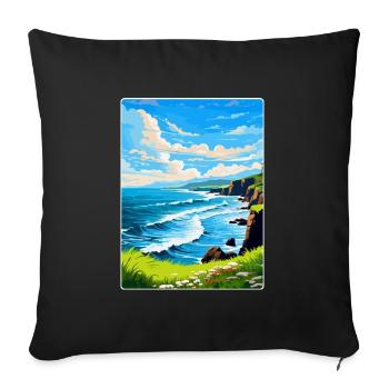 North Coast 500 Écosse Royaume-Uni Affiche de voyage vintage - Housse de coussin décorative 45 x 45 cm - noir - Devant