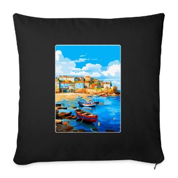 St Ives England Uk Vintage Reiseplakat Souvenir - Sofakissenbezug 45 x 45 cm - Schwarz - Vorne