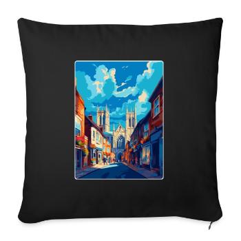 York Angleterre Royaume-Uni Affiche de voyage vintage Souvenir WPA - Housse de coussin décorative 45 x 45 cm - noir - Devant