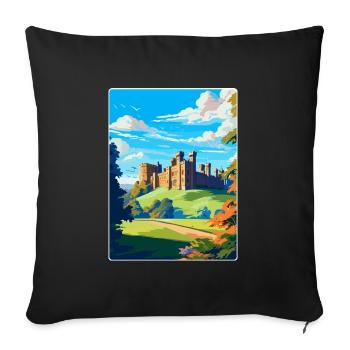 Alnwick Castle England Uk Vintage Travel Poster - Sofa pillowcase 17,3'' x 17,3'' (45 x 45 cm) - black - Front