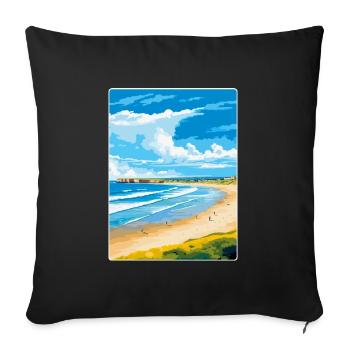 Portstewart Strand Ireland Uk Travel Poster WPA - Sofa pillowcase 17,3'' x 17,3'' (45 x 45 cm) - black - Front