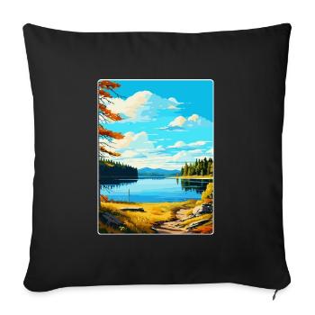 Kielder Water Forest Park England Uk Travel Poster - Sofa pillowcase 17,3'' x 17,3'' (45 x 45 cm) - black - Front