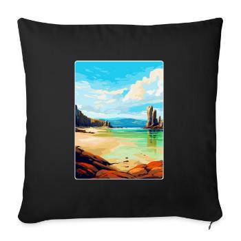 Isle Of Lewis Scotland Uk Vintage Travel Poster - Sofa pillowcase 17,3'' x 17,3'' (45 x 45 cm) - black - Front
