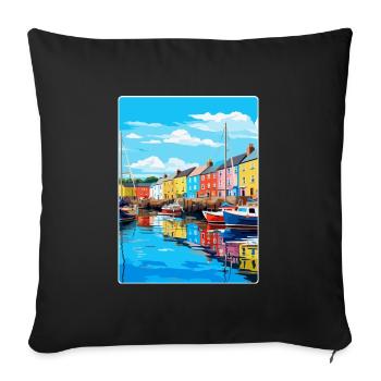 Plymouth England Uk Vintage Travel Poster Souvenir - Sofa pillowcase 17,3'' x 17,3'' (45 x 45 cm) - black - Front