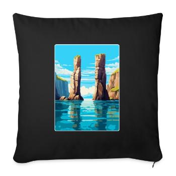 Stack Rocks Pembrokeshire Vintage Reiseposter - Sofakissenbezug 45 x 45 cm - Schwarz - Vorne