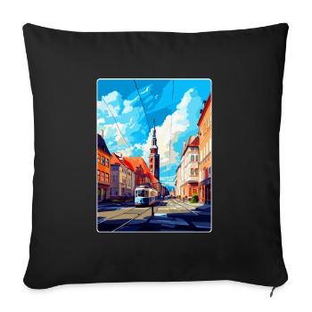 Ostrava Czech Republic Vintage Travel Poster WPA - Sofa pillowcase 17,3'' x 17,3'' (45 x 45 cm) - black - Front