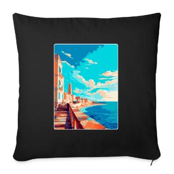 Cadix Espagne Affiche de voyage vintage WPA Art Souvenir - Housse de coussin décorative 45 x 45 cm - noir - Devant