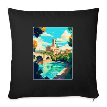 Avignon France Affiche de voyage vintage Souvenir WPA - Housse de coussin décorative 45 x 45 cm - noir - Devant
