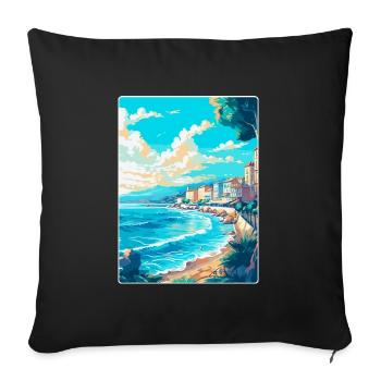 Nizza Frankreich Vintage Reiseplakat WPA Kunst Souvenir - Sofakissenbezug 45 x 45 cm - Schwarz - Vorne