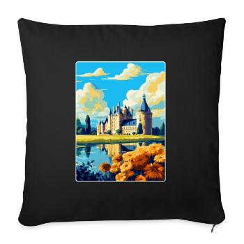 Vallée de la Loire France Affiche de voyage vintage souvenir - Housse de coussin décorative 45 x 45 cm - noir - Devant