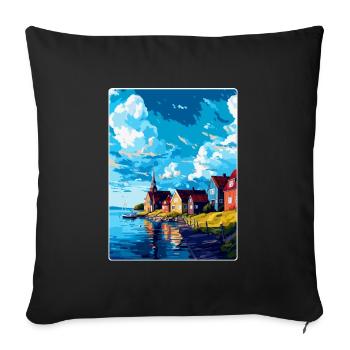 Trelleborg Sweden Vintage Travel Poster Souvenir - Sofa pillowcase 17,3'' x 17,3'' (45 x 45 cm) - black - Front
