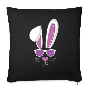 Cool lapin de ski et lapin de Pâques - Housse de coussin décorative 45 x 45 cm - noir - Devant