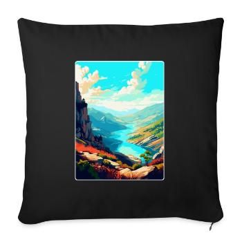 Geres Nationalpark Portugal Vintage Reiseplakat - Sofakissenbezug 45 x 45 cm - Schwarz - Vorne