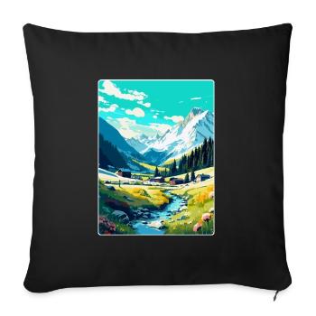 Arosa Suisse Affiche de voyage vintage souvenir - Housse de coussin décorative 45 x 45 cm - noir - Devant