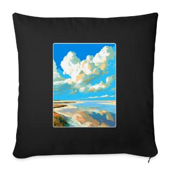 Affiche de voyage vintage de la mer des Wadden aux Pays-Bas WPA - Housse de coussin décorative 45 x 45 cm - noir - Devant