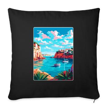 Minorque Espagne Affiche de voyage vintage WPA Souvenir - Housse de coussin décorative 45 x 45 cm - noir - Devant