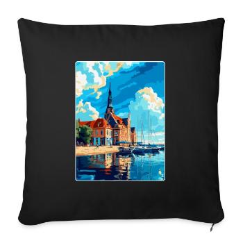 Rostock Allemagne Affiche de voyage vintage Souvenir WPA - Housse de coussin décorative 45 x 45 cm - noir - Devant