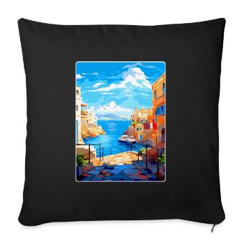 Héraklion Grèce Affiche de voyage vintage souvenir - Housse de coussin décorative 45 x 45 cm - noir - Devant