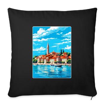 Koper Slovénie Affiche de voyage vintage Souvenir WPA - Housse de coussin décorative 45 x 45 cm - noir - Devant