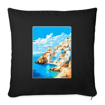 Karpathos Grèce Affiche de voyage vintage souvenir - Housse de coussin décorative 45 x 45 cm - noir - Devant