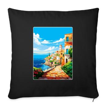 Héraklion Grèce Affiche de voyage vintage souvenir - Housse de coussin décorative 45 x 45 cm - noir - Devant