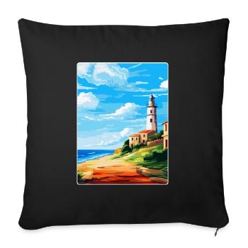 Faro Portugal Affiche de voyage vintage WPA Souvenir - Housse de coussin décorative 45 x 45 cm - noir - Devant