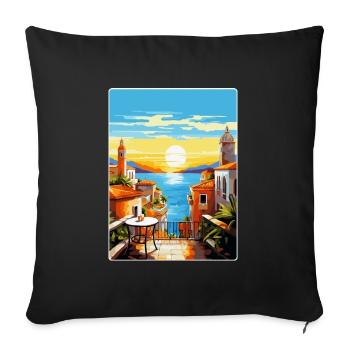Malaga Espagne Affiche de voyage vintage WPA Souvenir - Housse de coussin décorative 45 x 45 cm - noir - Devant