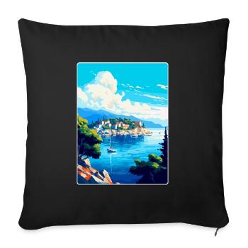 Insel Vis Kroatien Vintage Reiseplakat Souvenir - Sofakissenbezug 45 x 45 cm - Schwarz - Vorne