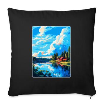Falun Suède Affiche de voyage vintage WPA Souvenir - Housse de coussin décorative 45 x 45 cm - noir - Devant