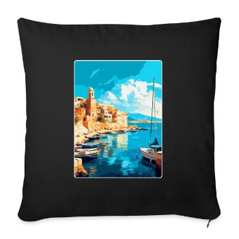 Héraklion Grèce Affiche de voyage vintage souvenir - Housse de coussin décorative 45 x 45 cm - noir - Devant