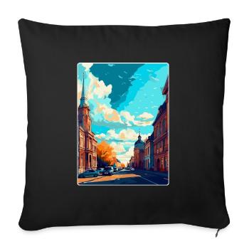 Lodz Pologne Affiche de voyage vintage WPA Art Souvenir - Housse de coussin décorative 45 x 45 cm - noir - Devant