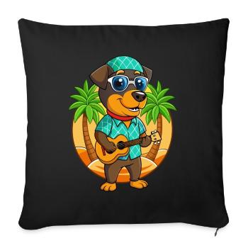 Drôle de Rottweiler Chien Lunettes de soleil de plage d’été - Housse de coussin décorative 45 x 45 cm - noir - Devant