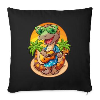 Drôle Serpent Dessin Animé Plage D’été Lunettes De Soleil Guitare - Housse de coussin décorative 45 x 45 cm - noir - Devant
