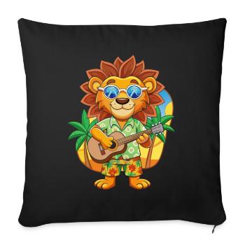 Funny Lion Cartoon Summer Beach Sunglasses Guitar - Sofa pillowcase 17,3'' x 17,3'' (45 x 45 cm) - black - Front