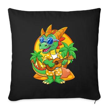 Lunettes de soleil de plage d’été de dessin animé de dragon drôle - Housse de coussin décorative 45 x 45 cm - noir - Devant
