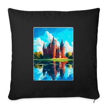 De Haar Castle Netherlands Vintage Travel Poster - Sofa pillowcase 17,3'' x 17,3'' (45 x 45 cm) - black - Front