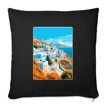 Ios Greece Vintage Travel Poster Souvenir Souvenir - Sofa pillowcase 17,3'' x 17,3'' (45 x 45 cm) - black - Front