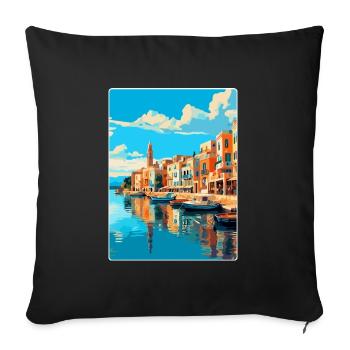 Rethymno Griechenland Vintage Reiseplakat Souvenir WPA - Sofakissenbezug 45 x 45 cm - Schwarz - Vorne