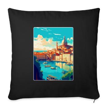 Marseille France Vintage Poster De Voyage Souvenir - Housse de coussin décorative 45 x 45 cm - noir - Devant