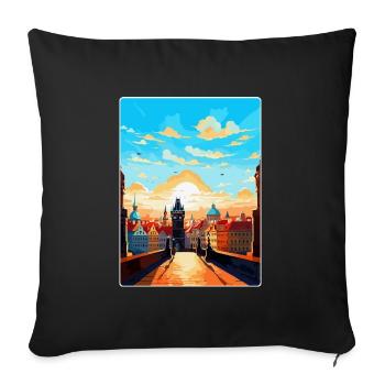 Prague Czech Republic Vintage Travel Poster WPA - Sofa pillowcase 17,3'' x 17,3'' (45 x 45 cm) - black - Front